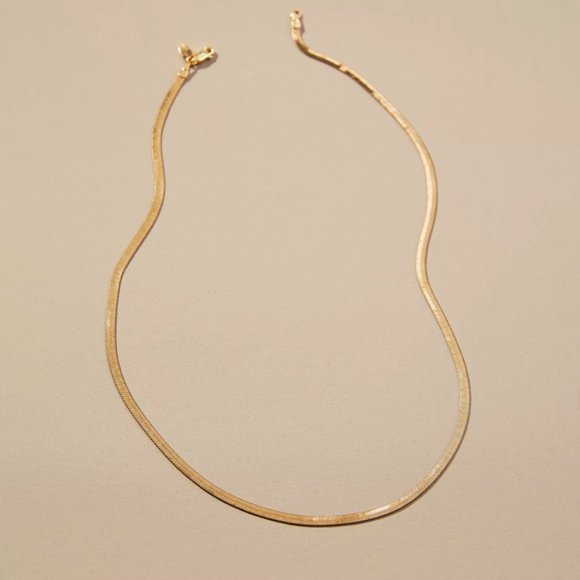 NWT! Anthopologie Flat Gold Herringbone Necklace - Picture 2 of 9
